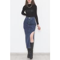 Side Slit Denim Skirt Blue - 11469.1431.