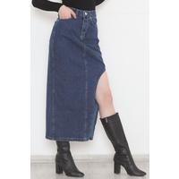 Side Slit Denim Skirt Blue - 11469.1431.