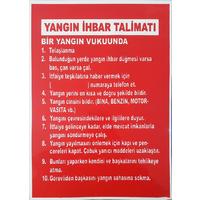 Yangın İhbar Talimatı Uyarı Levhası 25x35