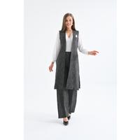 Linen Suit with Vest Grey-Black