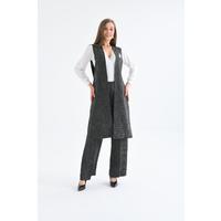 Linen Suit with Vest Grey-Black