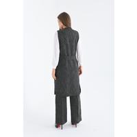 Linen Suit with Vest Grey-Black