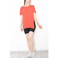 Slit Combed Cotton Tunic T-Shirt Nar Çiçek - 1063.275.