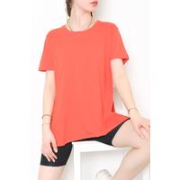 Slit Combed Cotton Tunic T-Shirt Nar Çiçek - 1063.275.