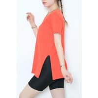 Slit Combed Cotton Tunic T-Shirt Nar Çiçek - 1063.275.