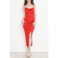 The Dress with Slits is Red - 12216.631.