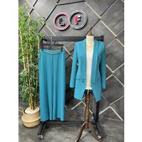 Suit with Chain Wide Leg Trousers Turquoise