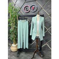 Mint Green Suit with Chained Wide Leg Trousers