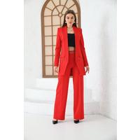 Red Suit with Chained Wide Leg Trousers