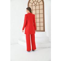 Red Suit with Chained Wide Leg Trousers